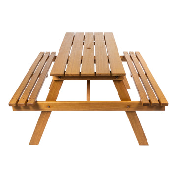 Shoreham 59" Modern Classic Outdoor Wood Picnic Table Benches with Umbrella Hole - JONATHAN Y